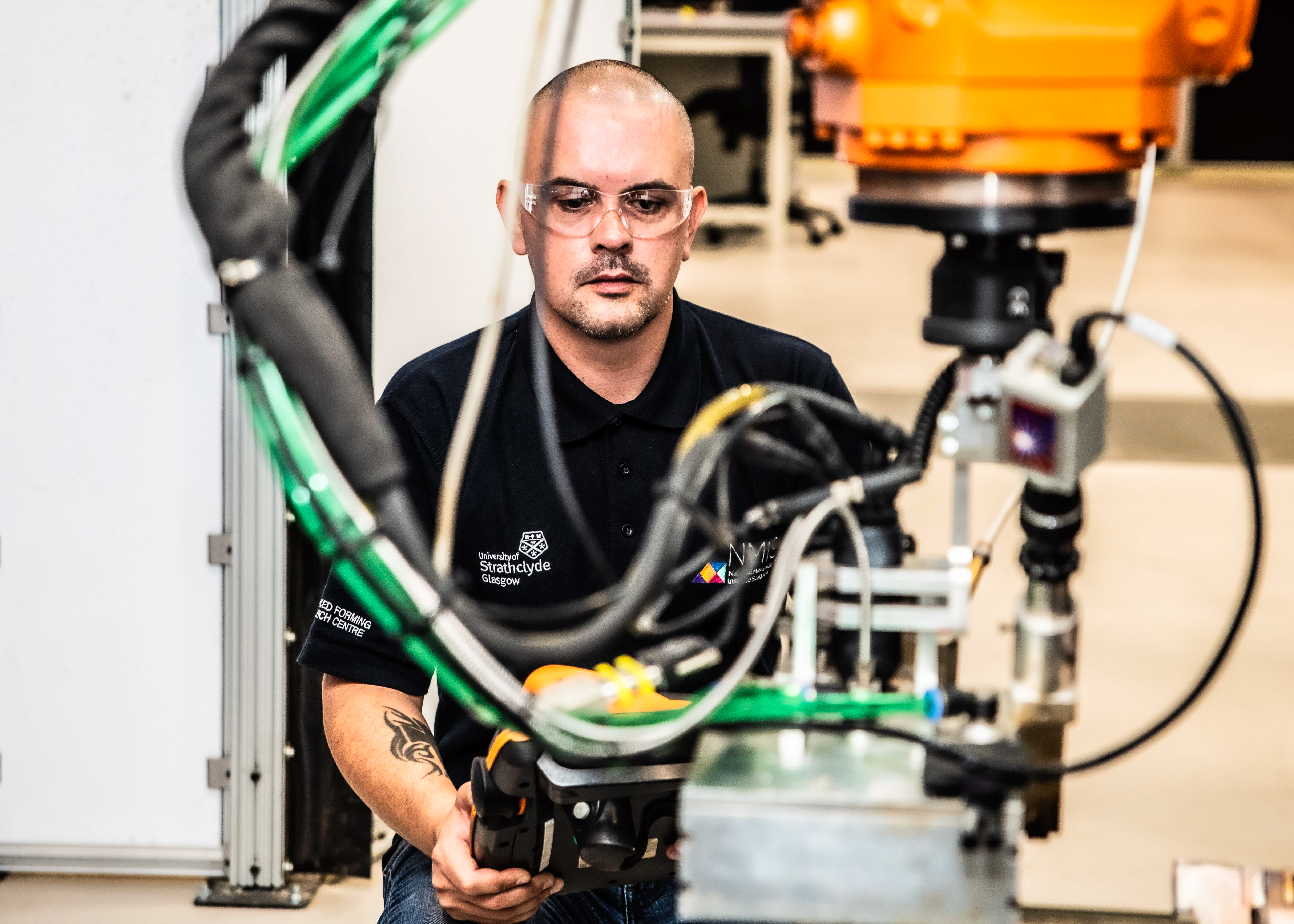man operating a machine