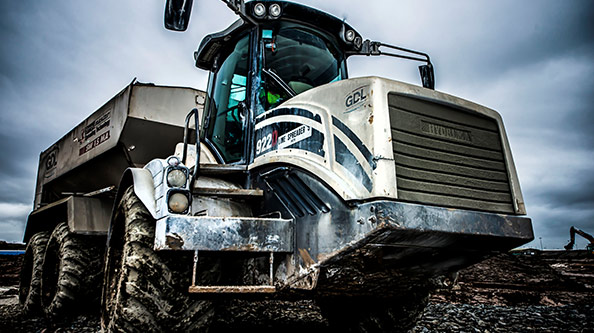 Construction truck on a building site